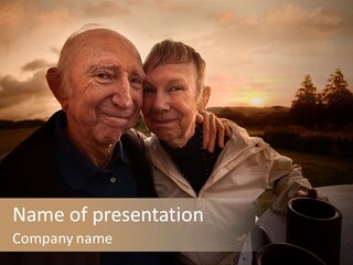 Man Companionship Sunrise PowerPoint Template