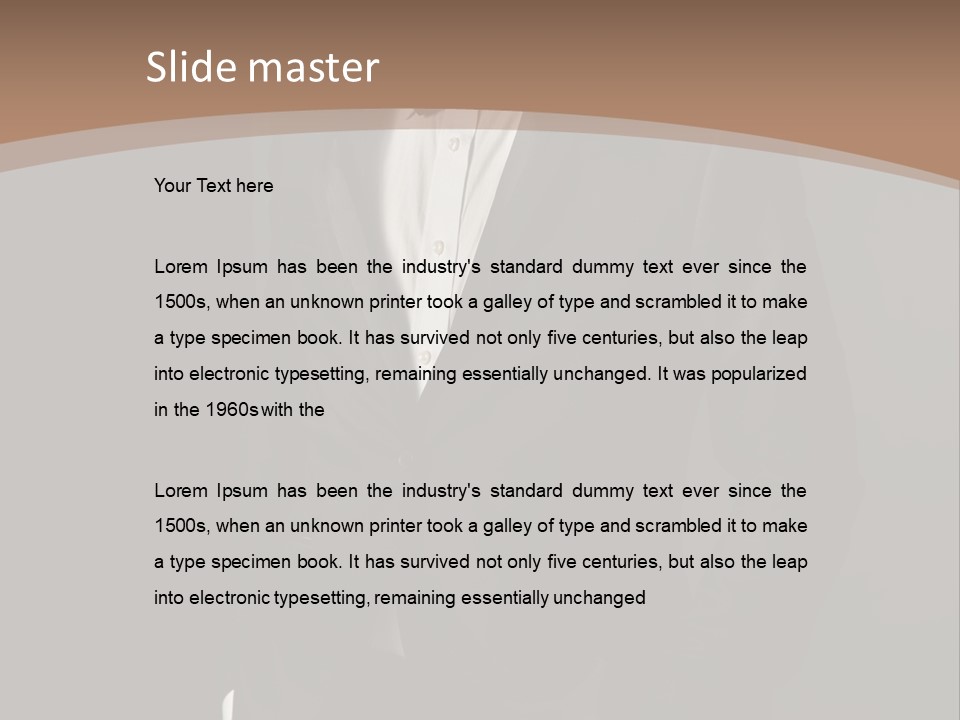 A Man In A Tuxedo Standing In Front Of A Brown Background PowerPoint Template