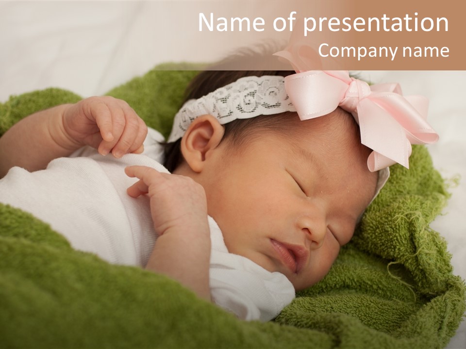 Little Girl Baby Girls Black Hair PowerPoint Template