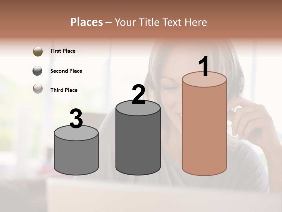 Laptop Closeup Headset PowerPoint Template