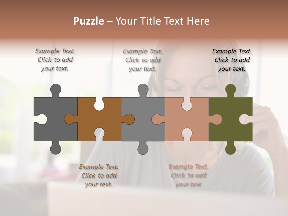 Laptop Closeup Headset PowerPoint Template