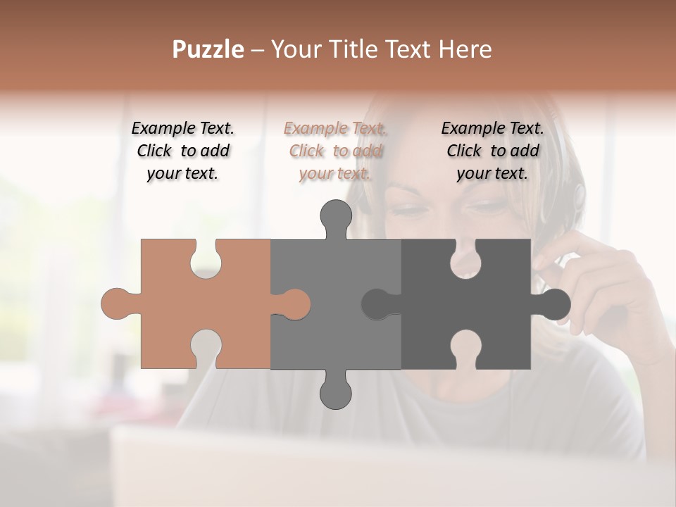 Laptop Closeup Headset PowerPoint Template