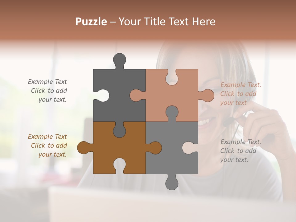 Laptop Closeup Headset PowerPoint Template