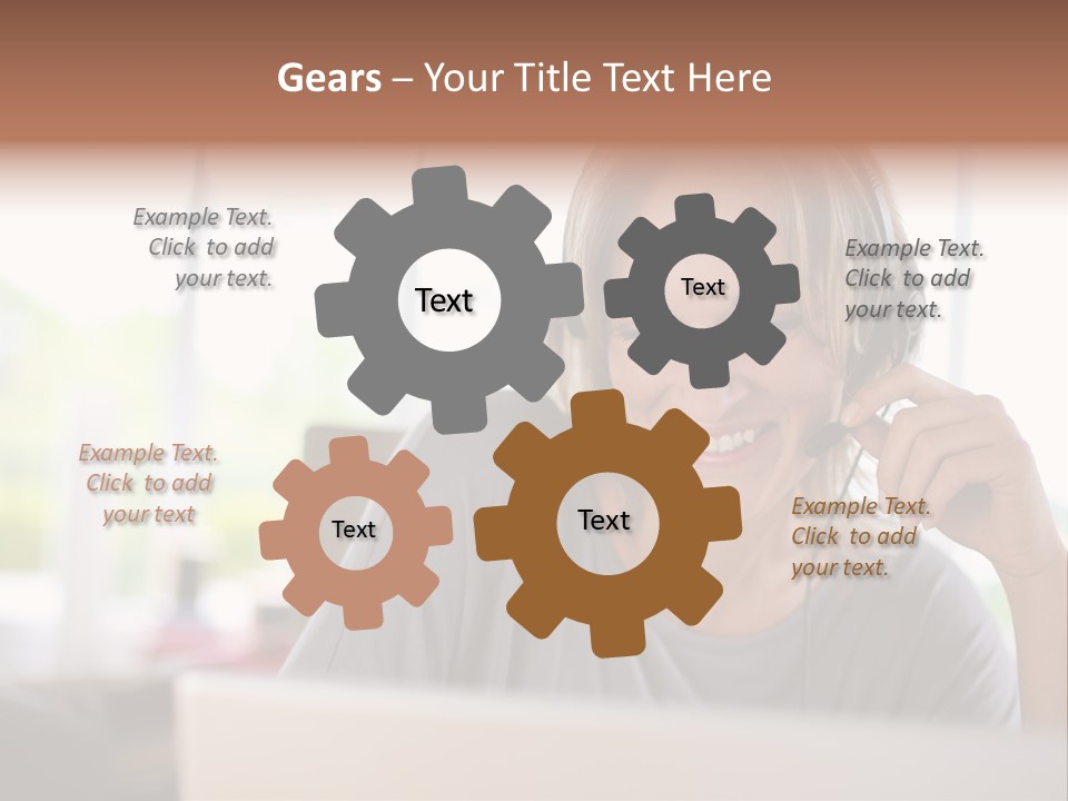 Laptop Closeup Headset PowerPoint Template