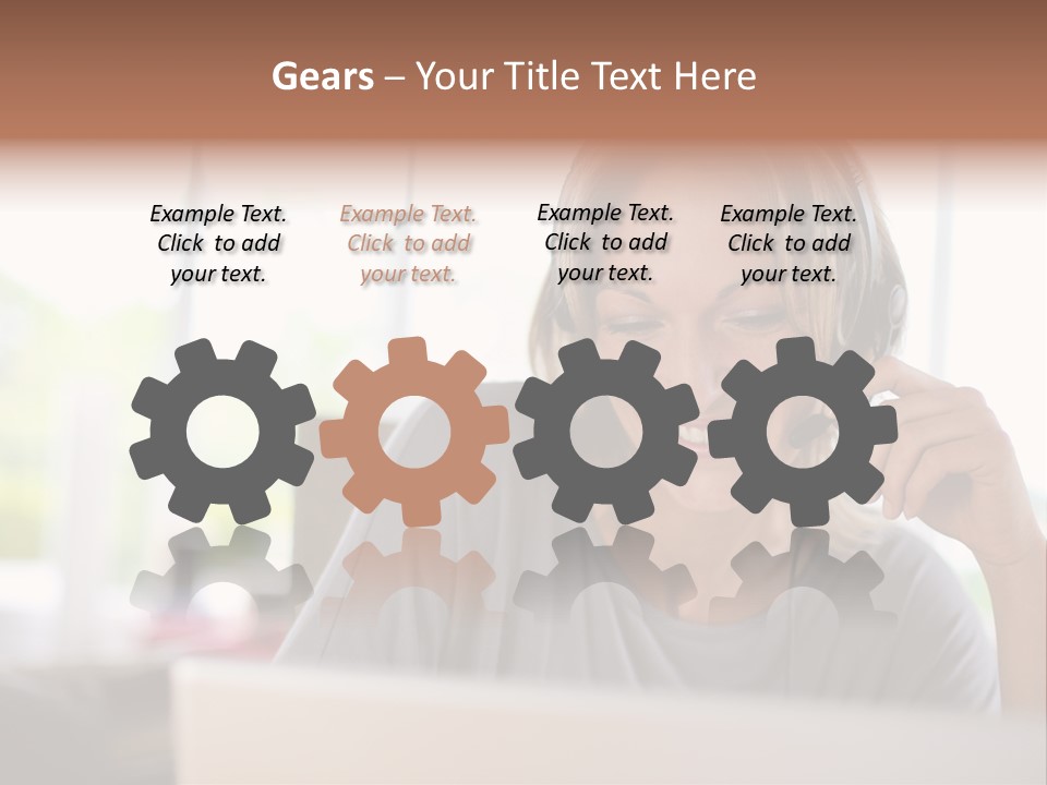 Laptop Closeup Headset PowerPoint Template