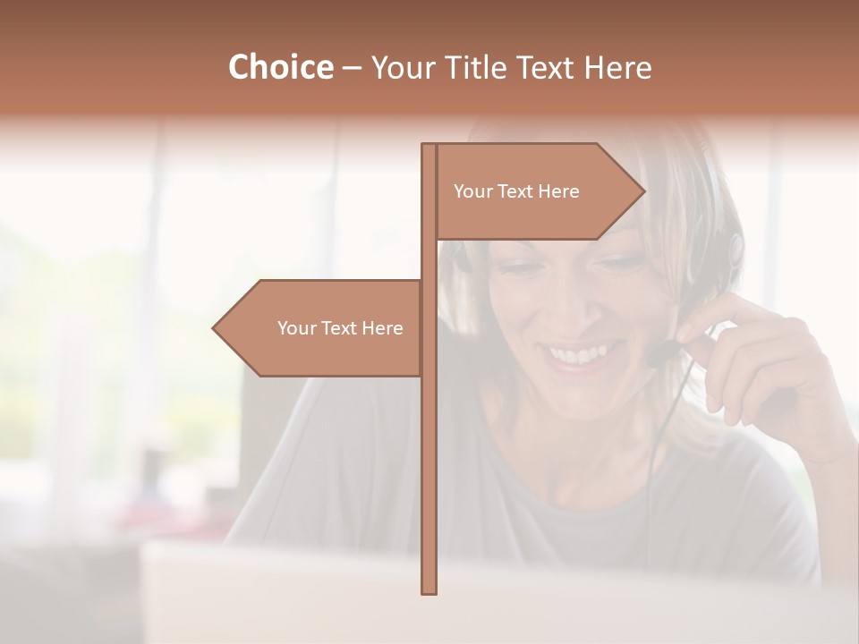 Laptop Closeup Headset PowerPoint Template