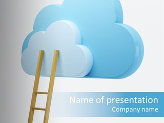A Ladder Leading Up To A Cloud With A Ladder PowerPoint Template