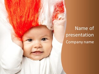 A Baby With A Red Hair On It's Head PowerPoint Template