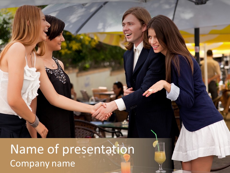 Gathering Friends Outside PowerPoint Template