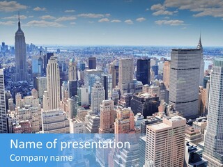 Empire State Building Blue American PowerPoint Template