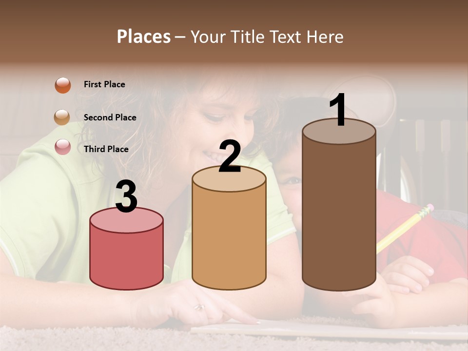 A Woman And A Child Are Writing On A Piece Of Paper PowerPoint Template