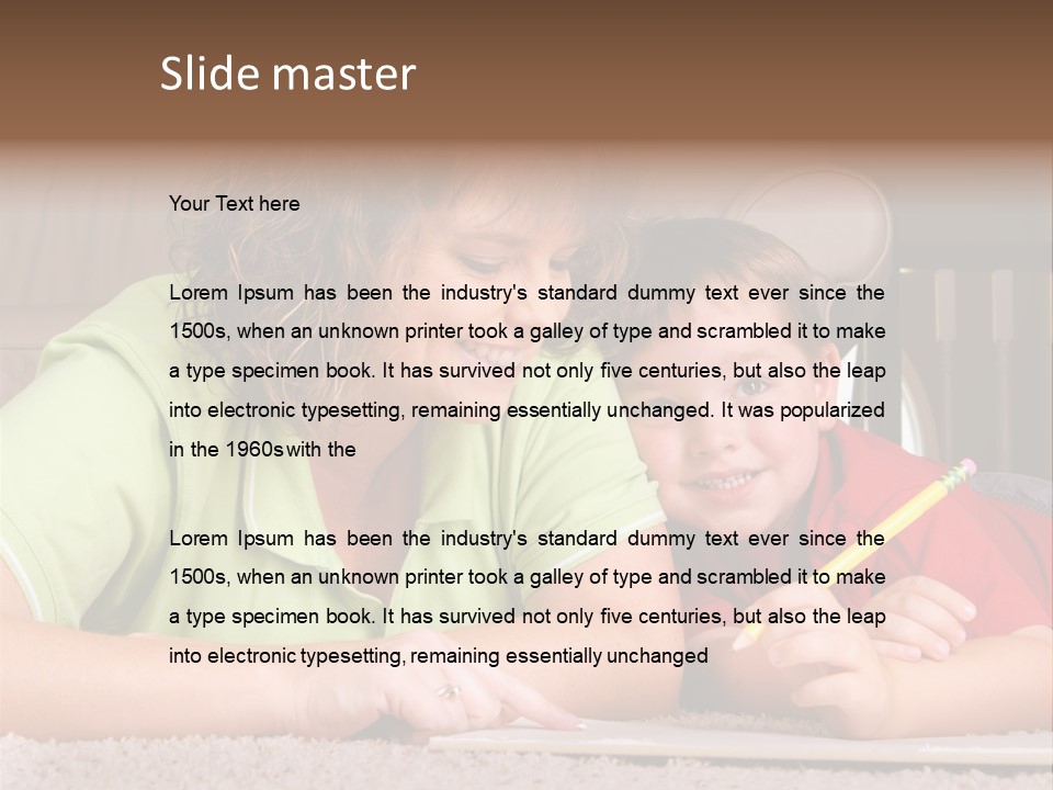 A Woman And A Child Are Writing On A Piece Of Paper PowerPoint Template