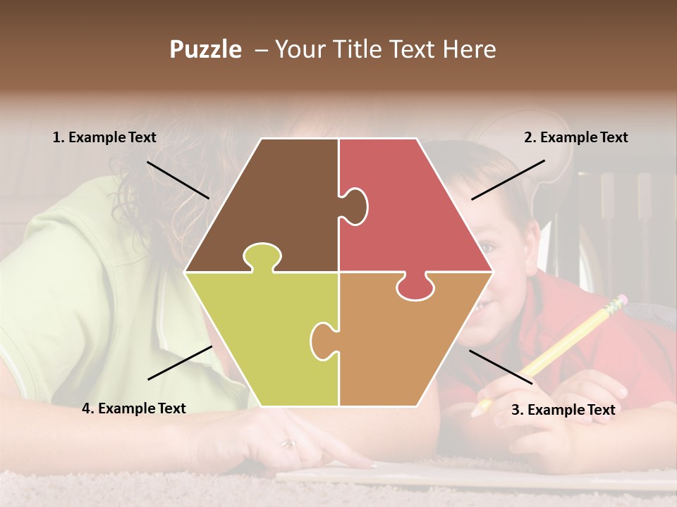 A Woman And A Child Are Writing On A Piece Of Paper PowerPoint Template