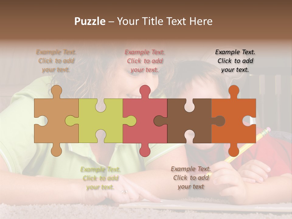 A Woman And A Child Are Writing On A Piece Of Paper PowerPoint Template