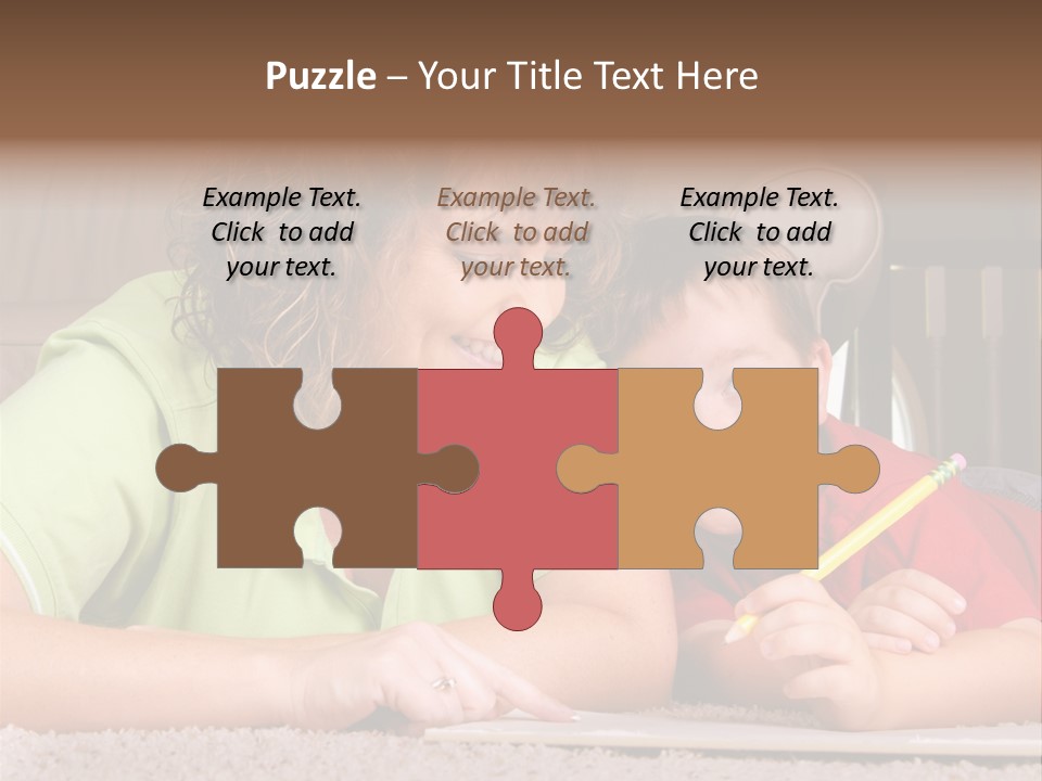 A Woman And A Child Are Writing On A Piece Of Paper PowerPoint Template