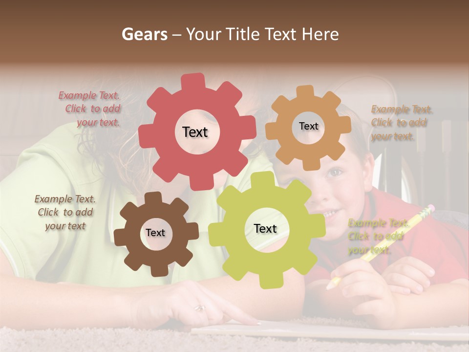 A Woman And A Child Are Writing On A Piece Of Paper PowerPoint Template