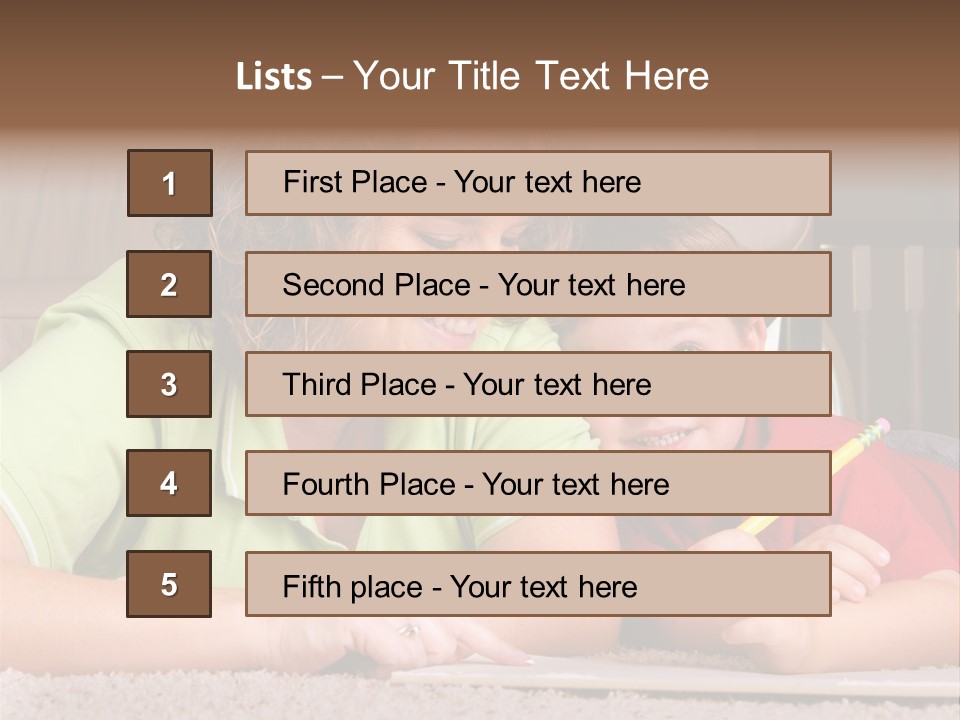 A Woman And A Child Are Writing On A Piece Of Paper PowerPoint Template
