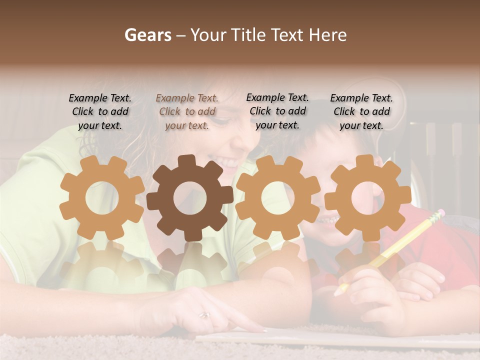 A Woman And A Child Are Writing On A Piece Of Paper PowerPoint Template