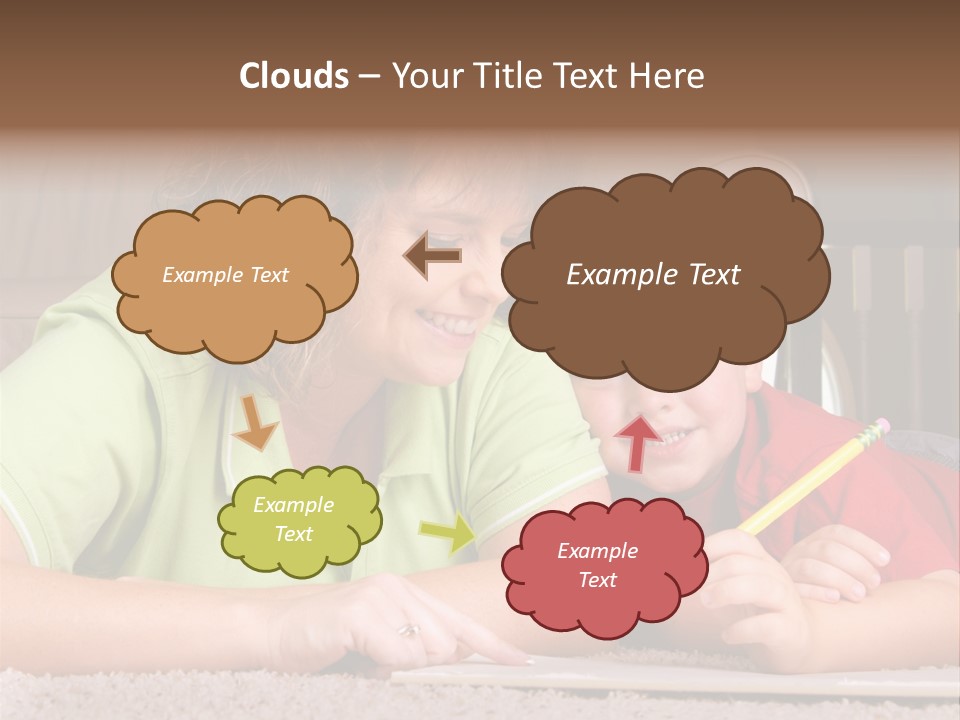 A Woman And A Child Are Writing On A Piece Of Paper PowerPoint Template