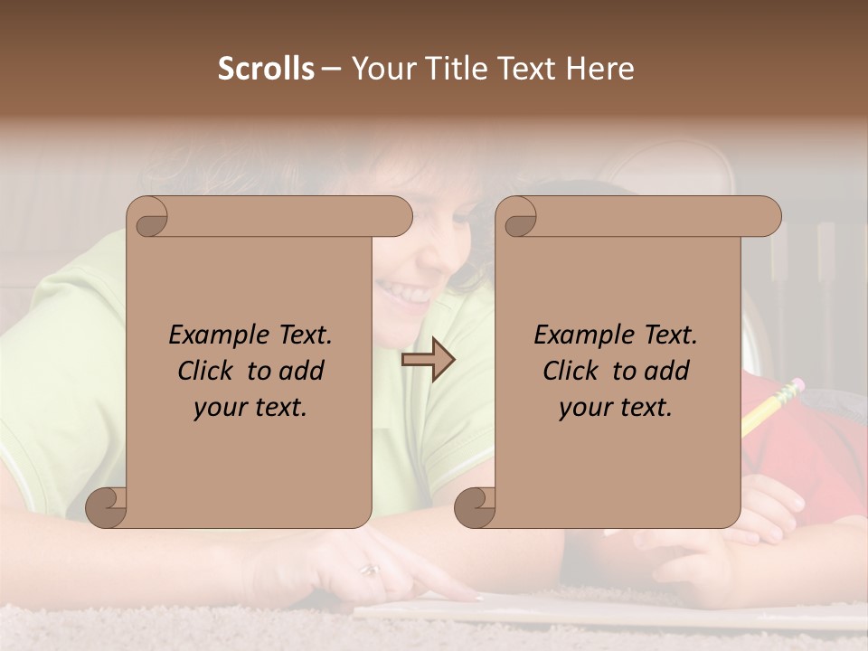 A Woman And A Child Are Writing On A Piece Of Paper PowerPoint Template
