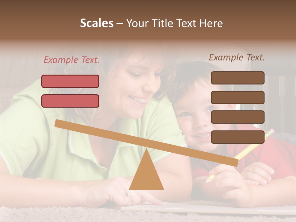 A Woman And A Child Are Writing On A Piece Of Paper PowerPoint Template