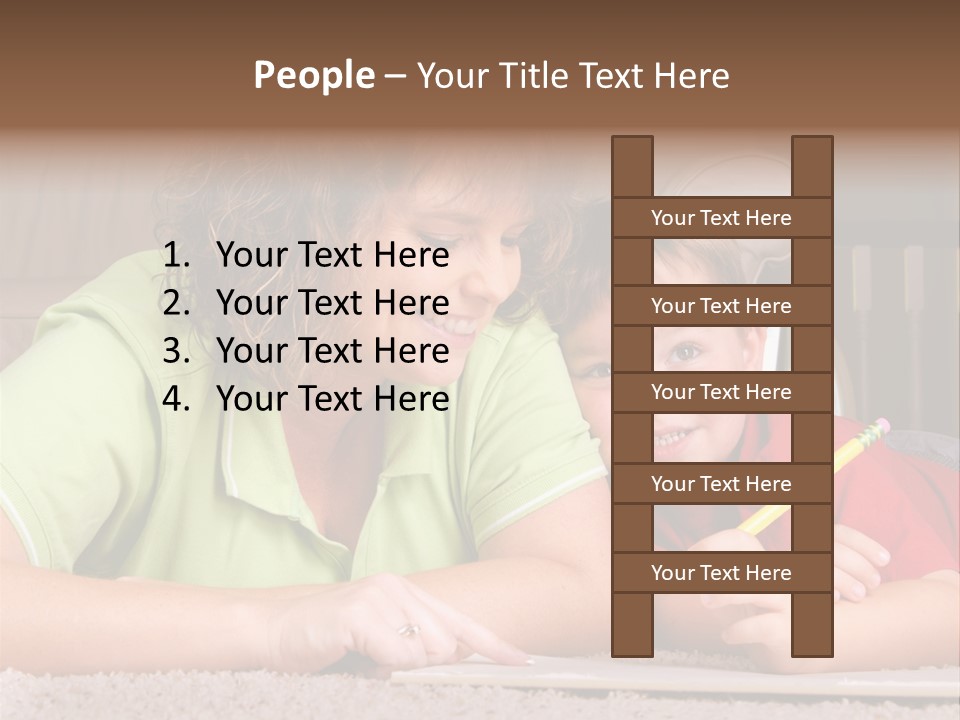 A Woman And A Child Are Writing On A Piece Of Paper PowerPoint Template