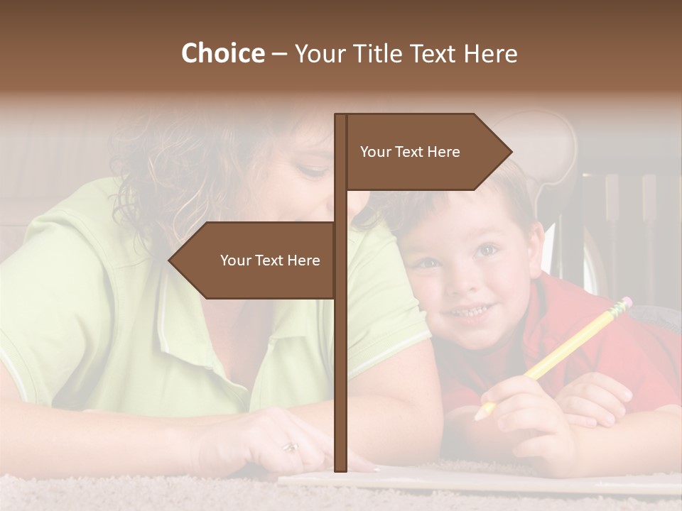 A Woman And A Child Are Writing On A Piece Of Paper PowerPoint Template