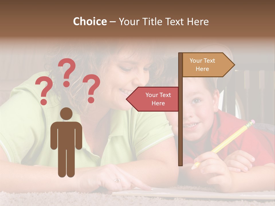 A Woman And A Child Are Writing On A Piece Of Paper PowerPoint Template