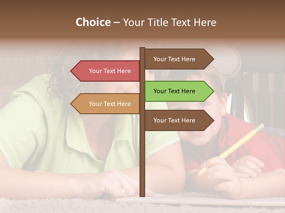 A Woman And A Child Are Writing On A Piece Of Paper PowerPoint Template