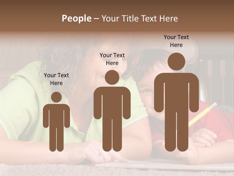 A Woman And A Child Are Writing On A Piece Of Paper PowerPoint Template