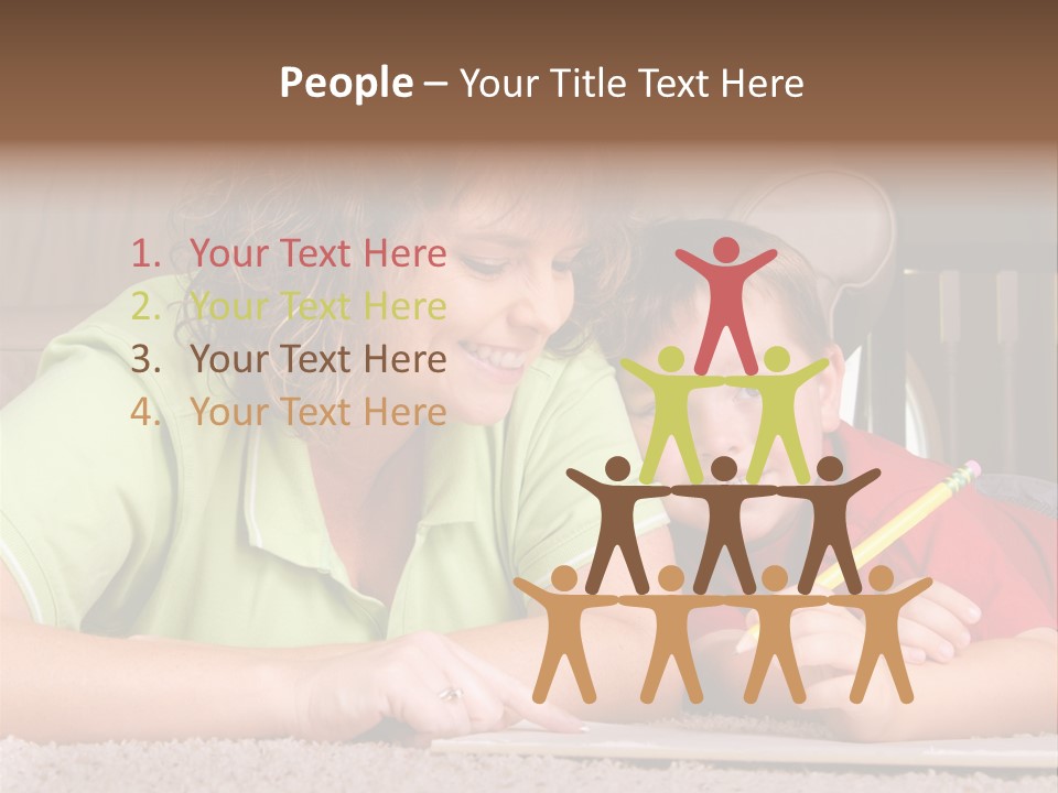 A Woman And A Child Are Writing On A Piece Of Paper PowerPoint Template