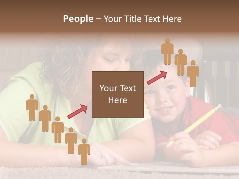 A Woman And A Child Are Writing On A Piece Of Paper PowerPoint Template