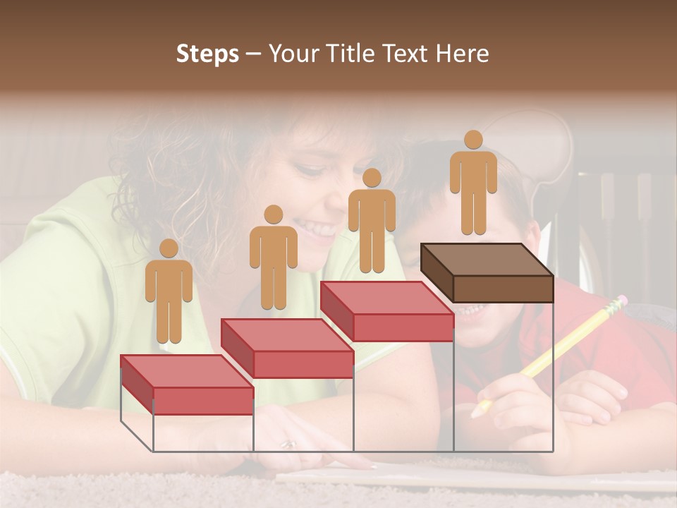 A Woman And A Child Are Writing On A Piece Of Paper PowerPoint Template