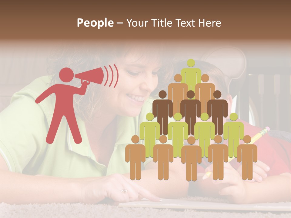 A Woman And A Child Are Writing On A Piece Of Paper PowerPoint Template