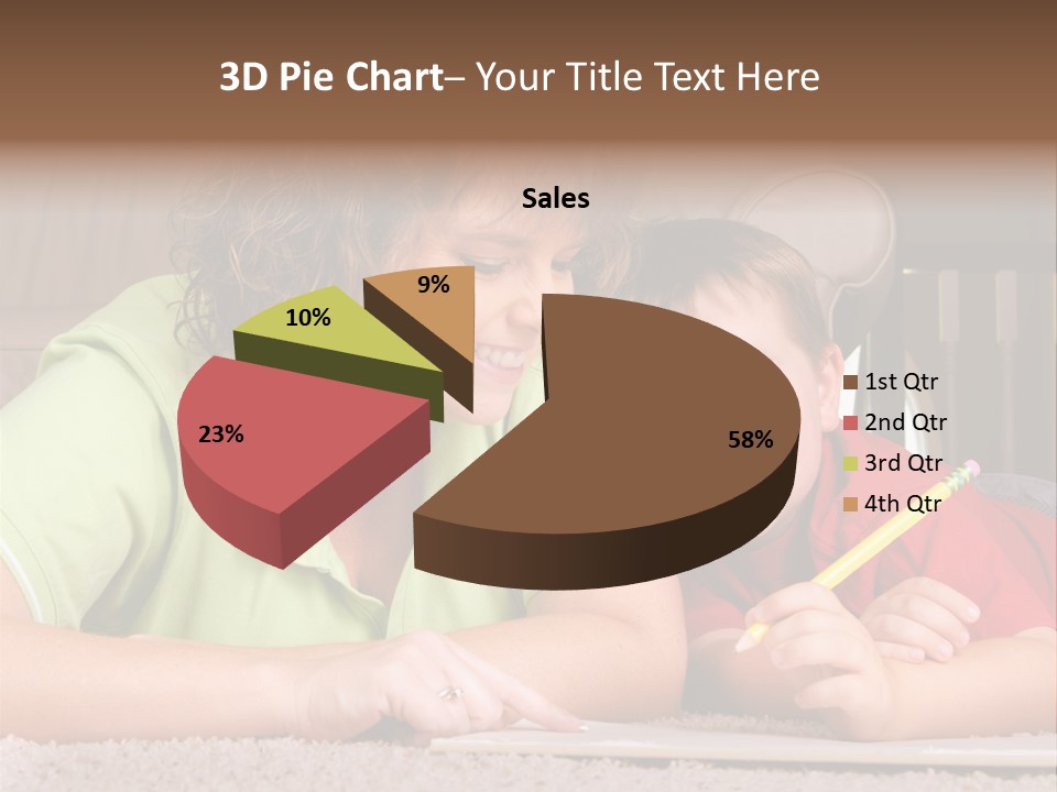 A Woman And A Child Are Writing On A Piece Of Paper PowerPoint Template