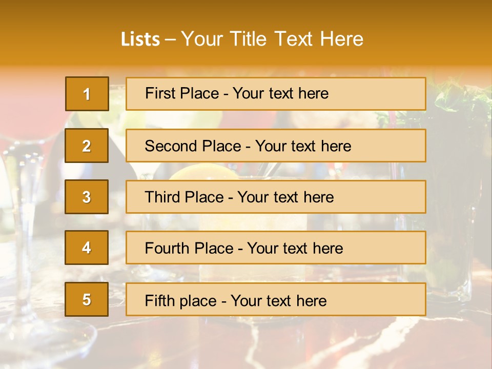 A Table Topped With Lots Of Different Types Of Drinks PowerPoint Template