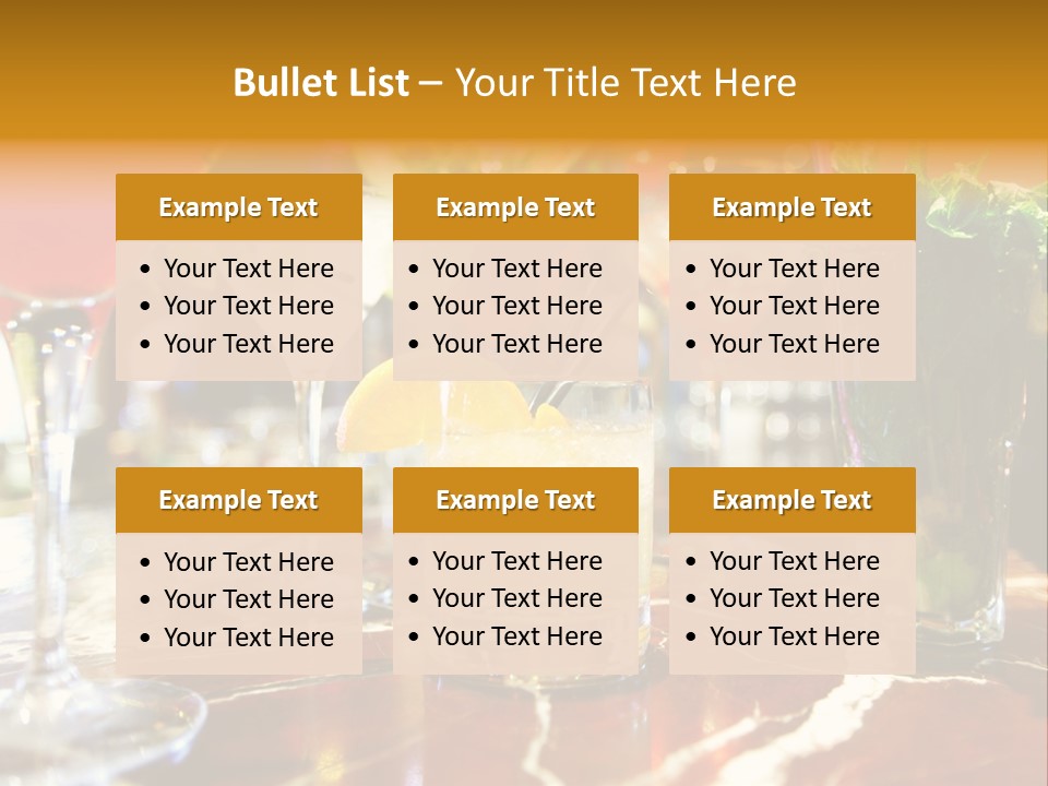 A Table Topped With Lots Of Different Types Of Drinks PowerPoint Template