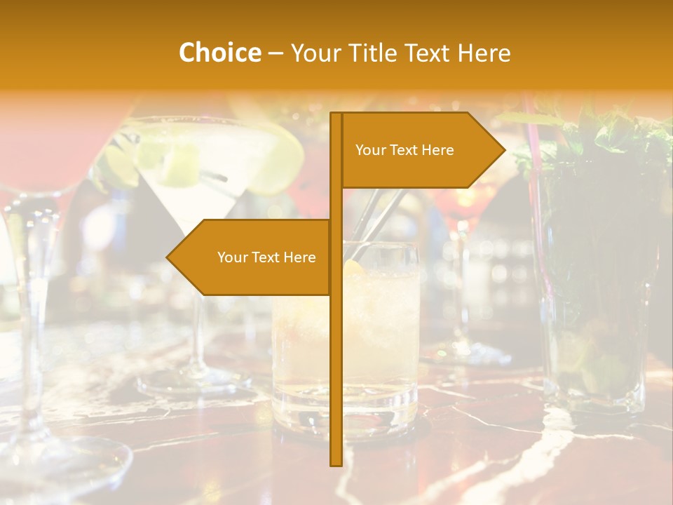 A Table Topped With Lots Of Different Types Of Drinks PowerPoint Template