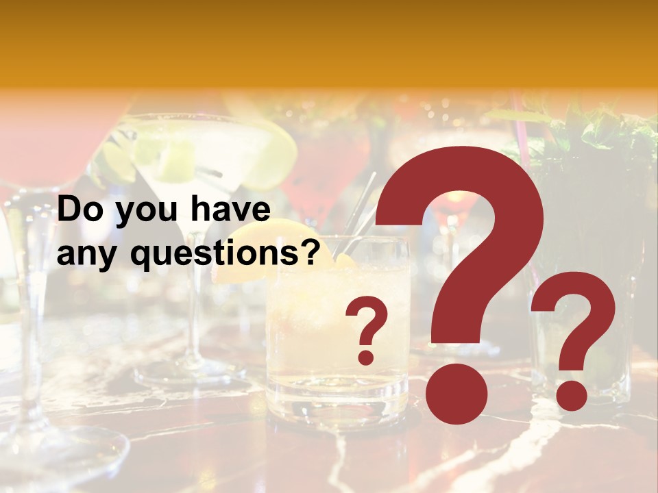 A Table Topped With Lots Of Different Types Of Drinks PowerPoint Template