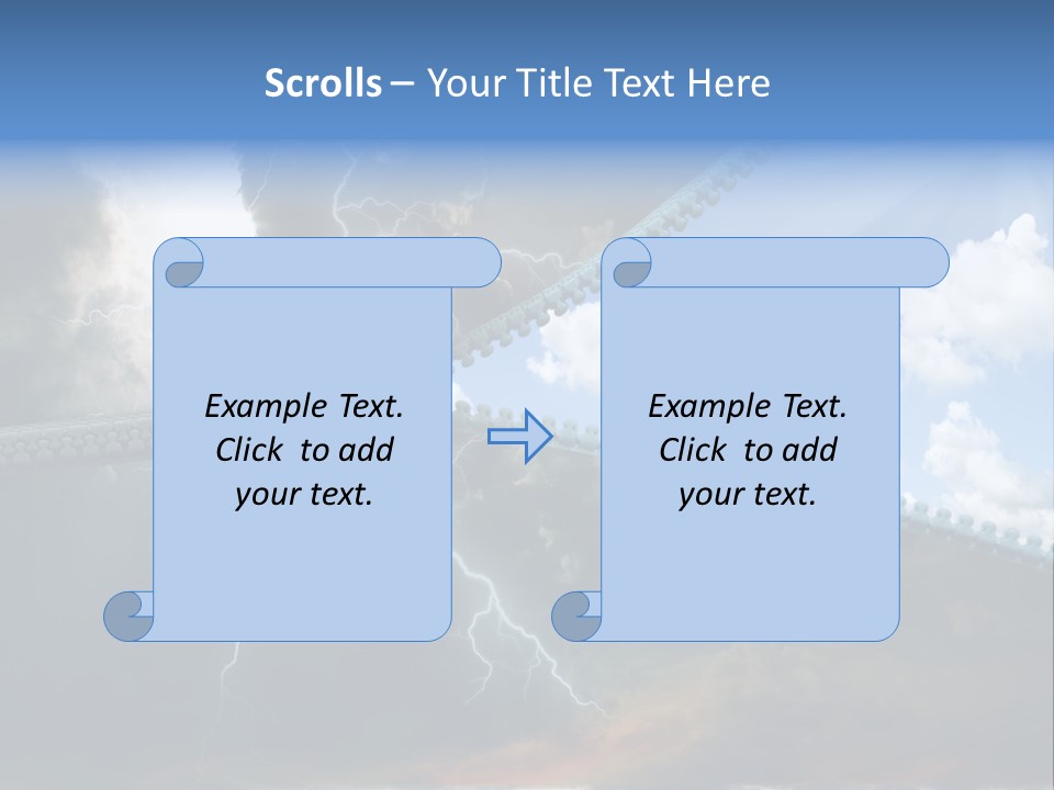 A Large Pair Of Scissors Cutting Through The Sky PowerPoint Template