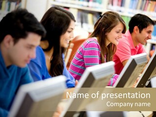 Young Students Females PowerPoint Template