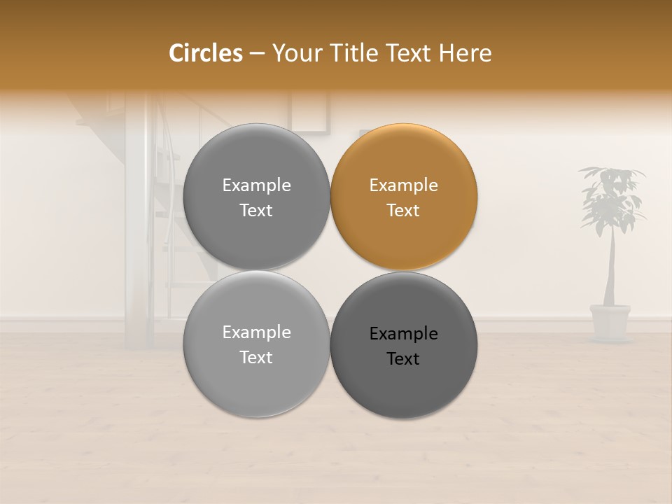 A Room With A Spiral Staircase And A Potted Plant PowerPoint Template