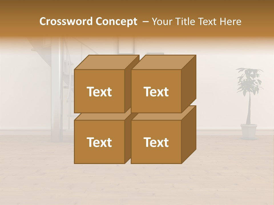 A Room With A Spiral Staircase And A Potted Plant PowerPoint Template
