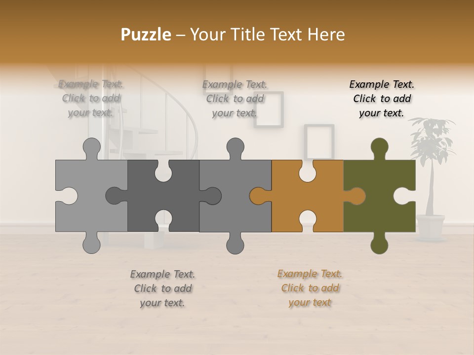 A Room With A Spiral Staircase And A Potted Plant PowerPoint Template