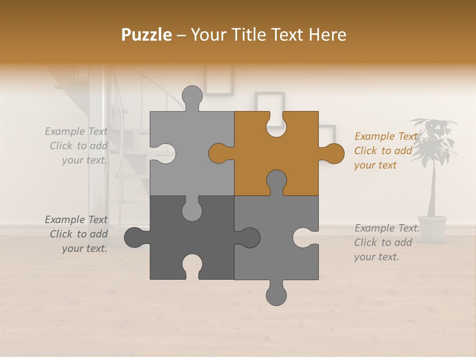 A Room With A Spiral Staircase And A Potted Plant PowerPoint Template