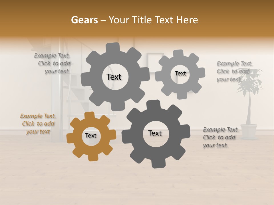 A Room With A Spiral Staircase And A Potted Plant PowerPoint Template