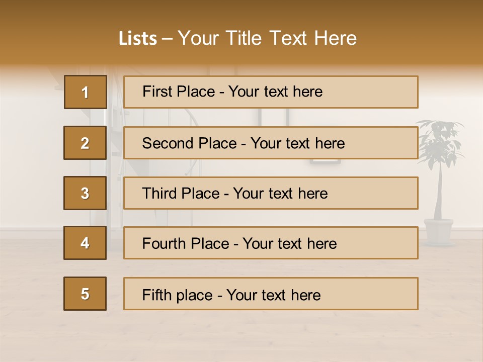 A Room With A Spiral Staircase And A Potted Plant PowerPoint Template