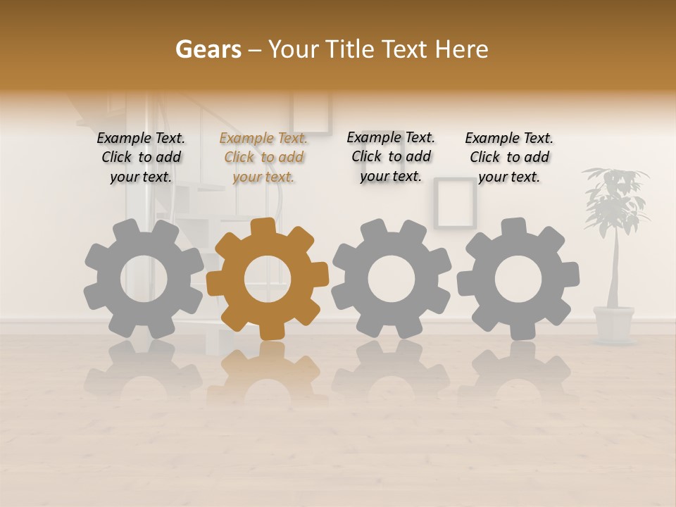 A Room With A Spiral Staircase And A Potted Plant PowerPoint Template