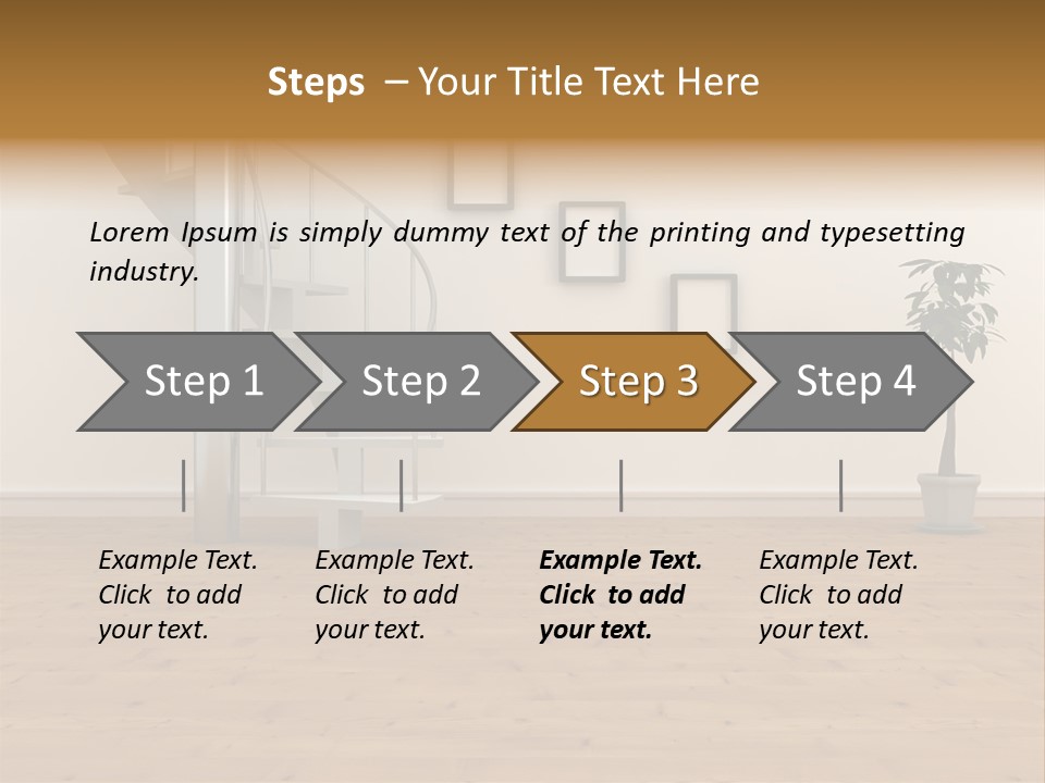A Room With A Spiral Staircase And A Potted Plant PowerPoint Template