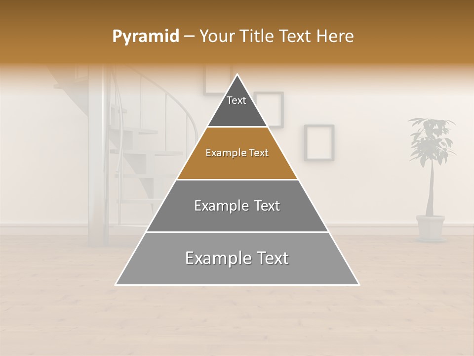 A Room With A Spiral Staircase And A Potted Plant PowerPoint Template